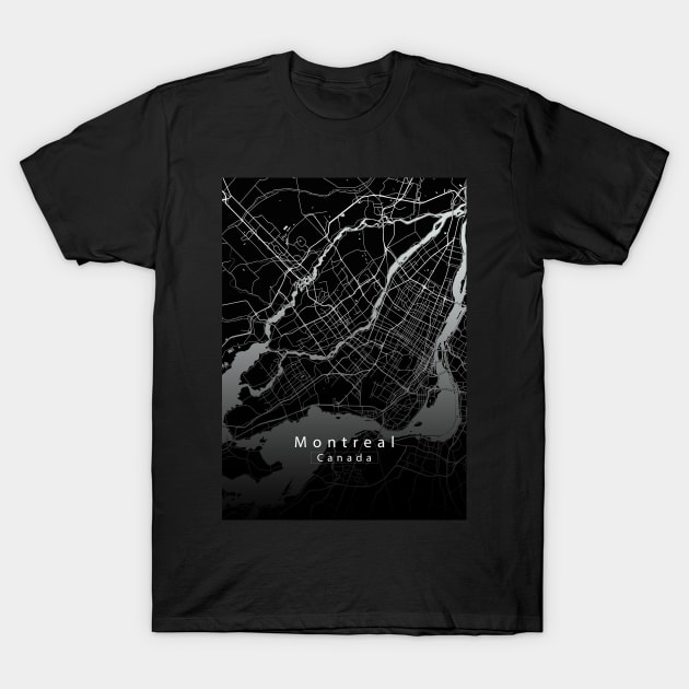 Montreal Canada City Map dark T-Shirt by Robin-Niemczyk